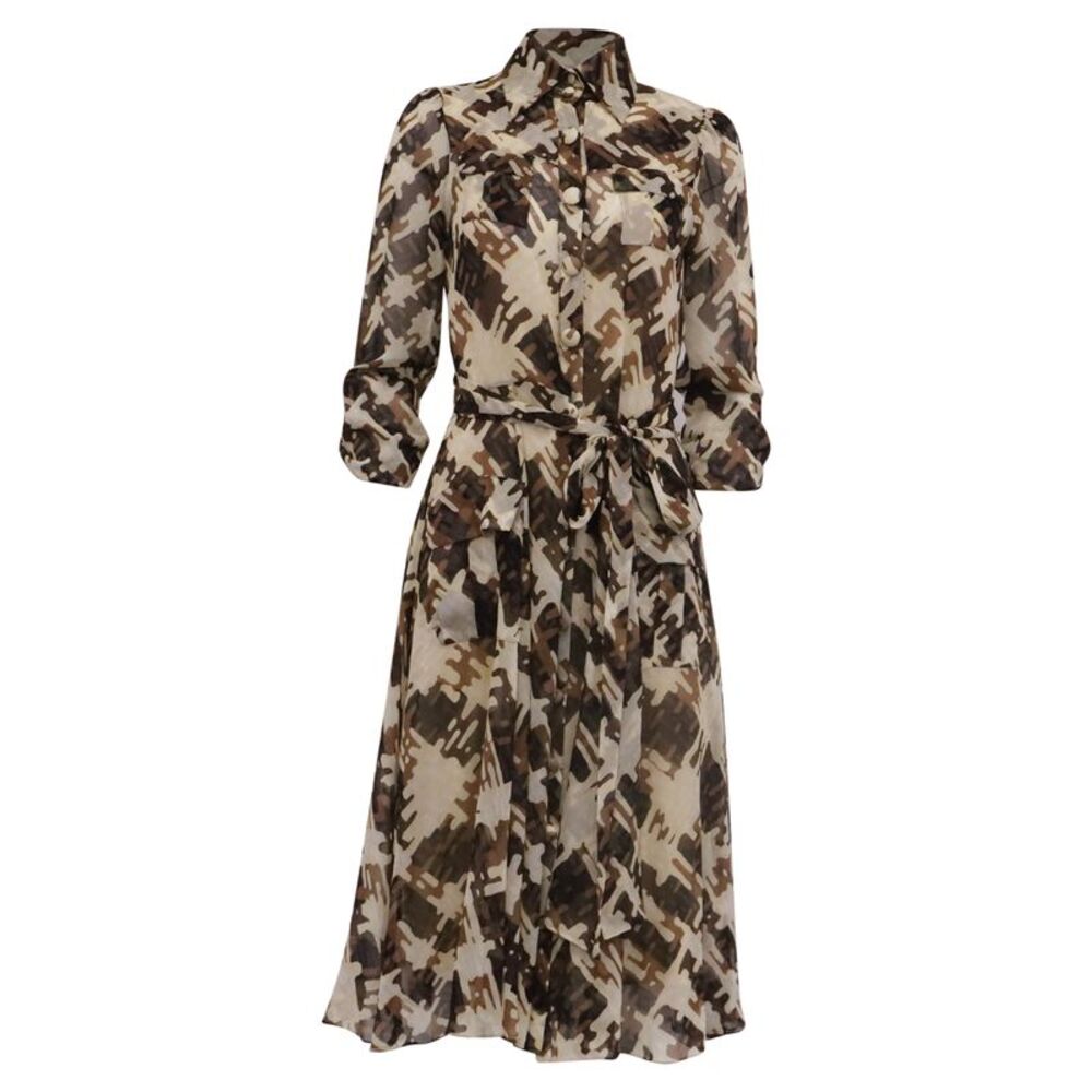 Diane von Furstenberg Hillevi Sheer Silk Midi Dress in Multicolor Silk